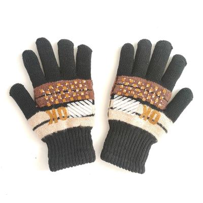 China Anti-skid Thick Men Knit Glove Unisex Winter Warm Thermal Cold Proof Full Finger Gloves For Sports Anti-skid for sale