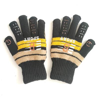 China Winter Soft High Quality Black Knitted Gloves Anti-skid Ski Snow Warm Thick Outdoor Mittens for sale