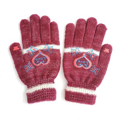 China Wholesales Soft Winter Knitted Workout Anti-Slip Gloves Women Warm Full Finger Plush Red Green Gloves for sale