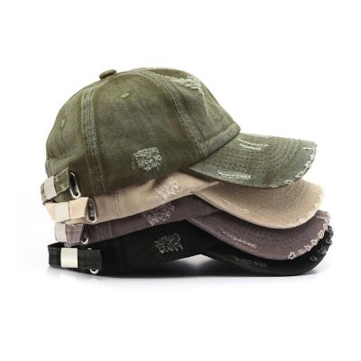 China Old Retro Baseball Hat COMMON Washed Outdoor Broken Holes Shading Hat For Men And Women for sale