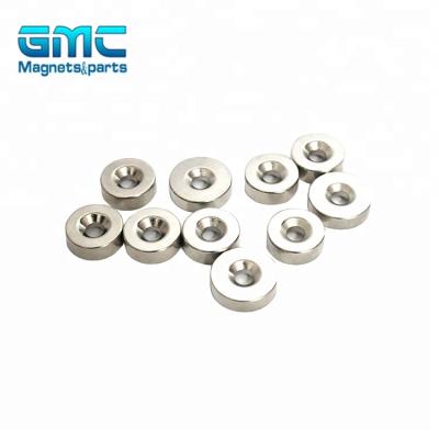 China High Quality Industrial Magnet N45 N52 Block Neodymium Magnet With 2 Countersunk Holes for sale