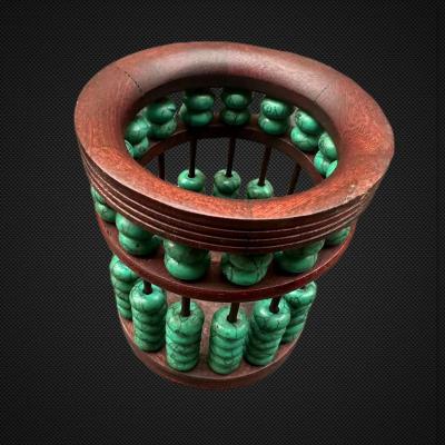 China Antique White Europe Jade Imitation Turquoise Pearl Beads Abacus Pen Holder for sale