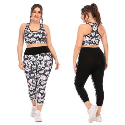 China 2021 New Large Size XXXL Women's Active Wear Printing Yoga Set Breathable Custom Fitness Bra for sale