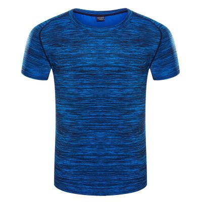 China Wholesale Anti-Shrink T-shirt Striped Sporty Tight Men's Fitness Sports Shirt Summer Dry Fit for sale