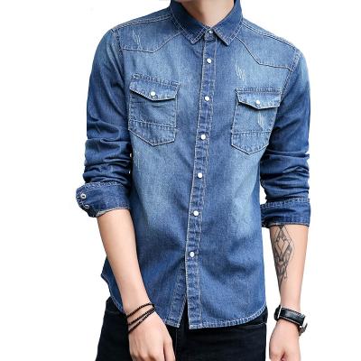 China Wholesale Breathable Spring Cowboy Denim Jeans Shirts For Men Slim Long Sleeve 100% Cotton for sale