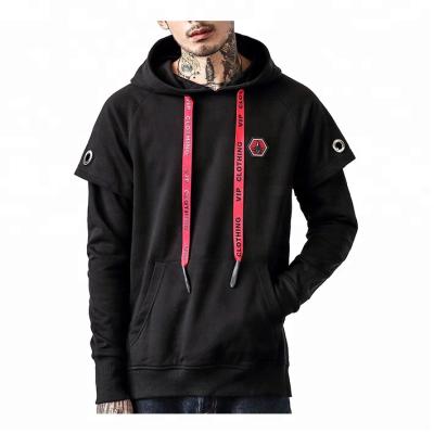 China Anti-pilling Custom Logo Fleece Hip Hop Sweatshirt Hooded Men Black for sale