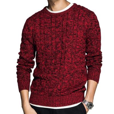 China Wholesale Anti Shrink Christmas Red Round Neck Men Thick Sweater Knit Cable Sweater for sale