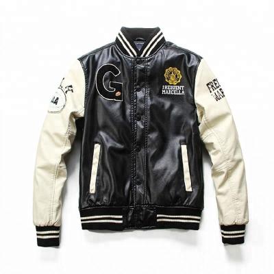 China Plus Size Dropshipping Embroidery Patch Men Letterman Jacket Red Leather Wholesale for sale