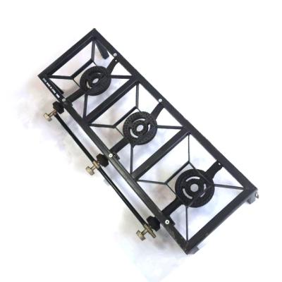 China Outdoor High Quality Cylinder Burner Chain Cooker Black Square Single Standing Tube Gas Stove for sale