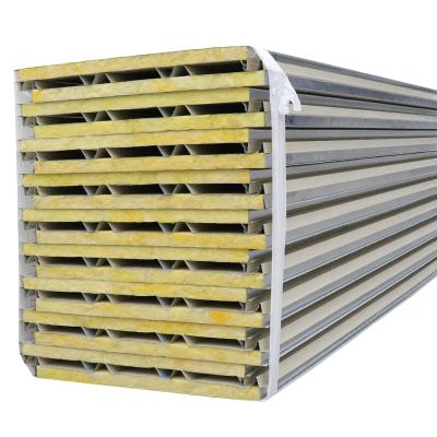 China Quick Installation Sound Insulation Metal Sandwich Panel Fireproof Glass Wool Sandwich Panel for Wall and Roof for sale