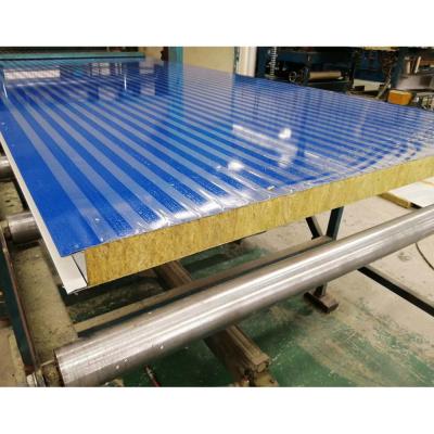 China Quick Installation Fireproof Rockwool Sandwich Panel Insulated Rockwool Sandwich Wall Panel Made in Foshan for sale