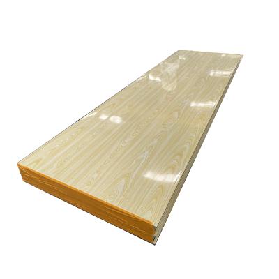 China Modern Wood Grain Color Sandwich Panel Rock Wool Sandwich Panel Cladding Panels for sale