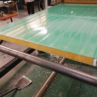 China Quick Installation Lotus Green Color Glass Wool Sandwich Panel Fireproof Foam Sandwich Panel For Wall Panel for sale