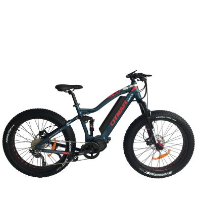 China 1000W fat tire aluminum alloy 26 tire mountain bike mid motor electric bicycle full suspension electric beach ebike for sale