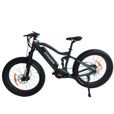 China Aluminum alloy 26inch mid drive motor full suspension electric mountainbike 1000w beach electric bicycle fat tire for sale