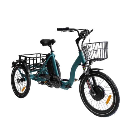 China Aluminum alloy 20inch front drive motor electric bike cargo tricycle 36v lithium battery mini 3 electric tricycle for sale