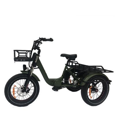 China Good Quality 20inch 1000w Aluminum Alloy Fat Tire Electric Tricycle 500w Mid Motor Electric Adult Dual Battery for sale