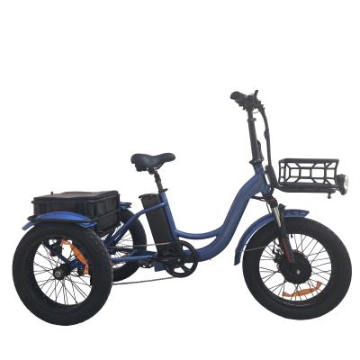 China Hot sale 20inch three wheel aluminum alloy electric tricycle front wheel e motor tricycles for adult 7speed e tricycles fat tire electric tricycle for sale