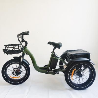 China Aluminum alloy 20inch fat drive electric tricycle front wheel electric bicycle cargo three wheel 750w electric mountainbike for sale