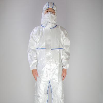 China Breathable Disposable Nonwoven White Medical Protective Clothing Coveralls With Shoe Cover PPE for sale