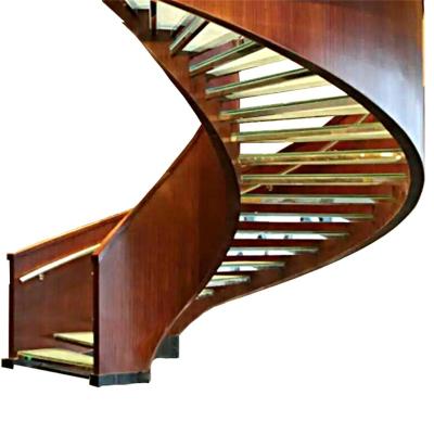 China Customized according to the real situation villa duplex wood tread steel stairs residential wood stairs hot sale custom made spiral staircase for sale