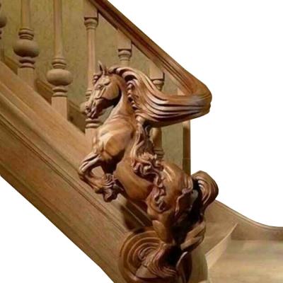 China Traditional Interior Luxury Classic Solid Wood Stairs Railings Design Attic Interior Stairs Wood Prices for sale