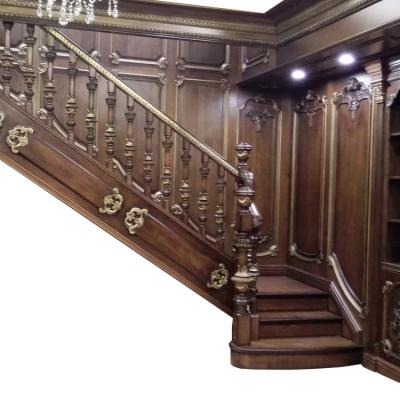 China Traditional Interior Luxury Classic Solid Wood Stairs Railings Design Attic Interior Stairs Wood Prices for sale