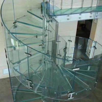 China Modern High Quality Custom Tempered Glass Staircase Metal Beam Treads and Enclosure of Interior Staircase for sale