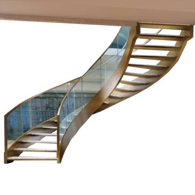 China Modern Luxury Modern Curved Stair Bar Club Without Revolving Retaining Steel Structure Staircase for sale