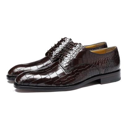 China Oxfords Luxury Brand Goodyear Welted Handmade Mens Alligator Pattern Shoes for sale