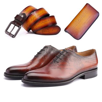 China Full Grain 2020 New Design Anti-slippery Leather Business Men's Dress Suit Blake Stitching Handmade Shoes, Leather Belt Luxury Wallet for sale