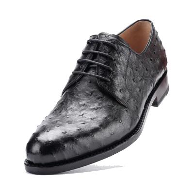 China Fashion\Comfortable\Durable\Non-slip\Fancy Goodyear welted Oxford Handmade Shoe Ostrich Skin Leather Men's Custom Luxury Black Dress Party Wedding Office Shoes for sale