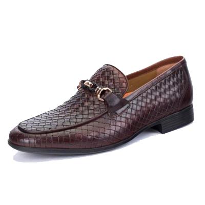 China Genuine Anti-Smell Mens Cowskin Loafer Shoes Mens Weave Stylish Shoes. loafers genuine leather knitting shoes for sale