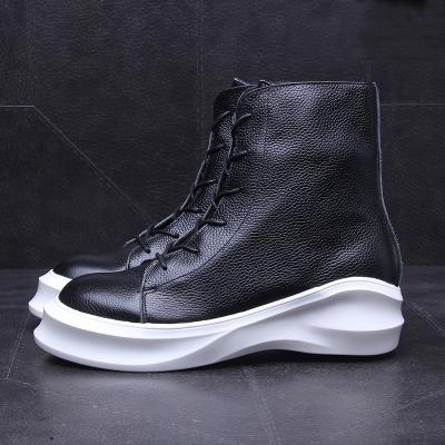 China Fashion \ comfortable European fashionable men \ durable \ non-slip \ fancy leisure trend boots genuine leather high ankle boots wholesale for sale