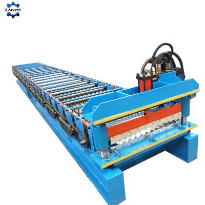 China Hotels Metal Roofing Sheet Corrugator Iron Sheet Roll Forming Making Machine For Wall And Roof for sale