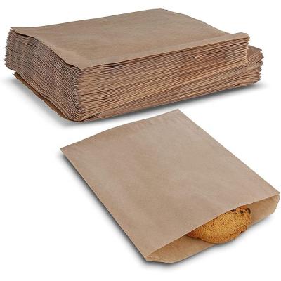 China Recycled Materials Customize To Print Environmentally Friendly Keeps Food Fresh Grease Heavy Duty Kraft Paper Bakery Bag For Cookies Bread Candy for sale