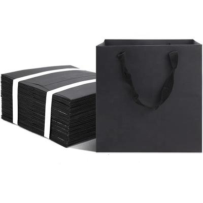 China Recycled Materials 6x6x6 Inch Black Cube In Large Capacity Custom Multiple Goods Gift Bags With Cloth Expanding Handles for sale