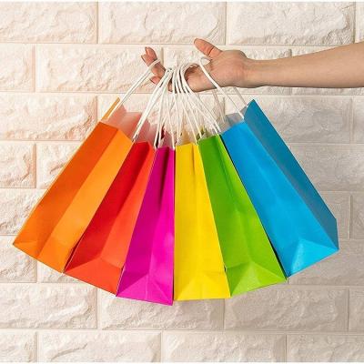 China Recycled Materials Reliable Quality Customize Colorful Luminous Gift Bags For Goodie Bags Kids Birthday Baby Shower Neon Party for sale