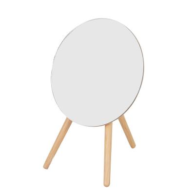 China Art Decor Small Makeup Mirror Standing on Table Wooden Round Mirror for sale