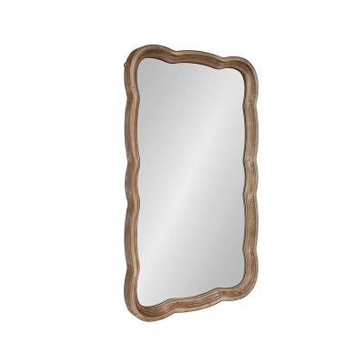 China Art Decor Decorative Wood Wall Mirror Rustic Brown Wood Framed Mirror for sale