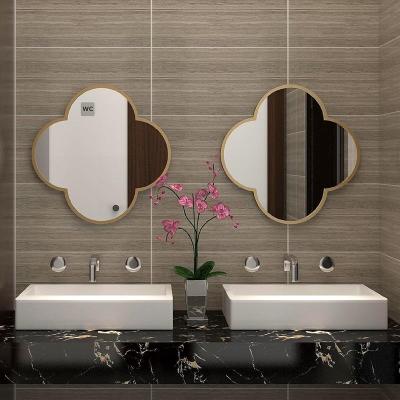 China Art Decor living room decorative e make up mirror lucky four leaf clover shape r for home decoration for sale