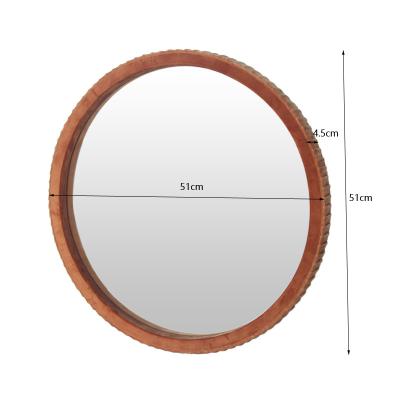 China Bedroom Traditional Wall Decor Round Mirrors Velvet Frame Mirror for sale