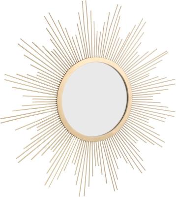 China Unique traditional wire metal sunburst frame with an antique gold surface and a beveled glass mirror with crystal clear reflection for sale