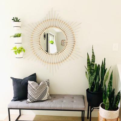 China Contemporary Rattan Framed Decorative Mirror Sun Shape Decorative Mirror Modern for sale