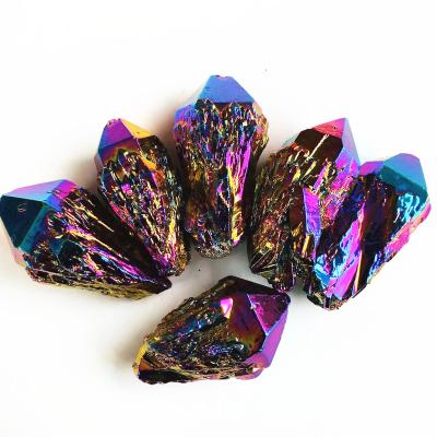 China Europe Crystal Cluster Electroplated Rough Natural Wholesale Aura Pineapple Crystal Cluster Titanium for sale