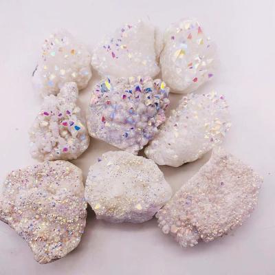 China Europe Hot Selling Natural Crystal Opens Clear Rainbow Angel Aura Healing Crystals Quartz Cluster For Home Decoration for sale