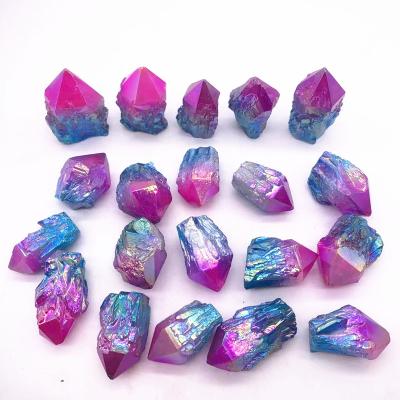 China Europe Crystal Gemstone Cluster Unique Raw Natural Wholesale Pink and Blue Angel Aura Crystal Cluster For Hot Sale for sale