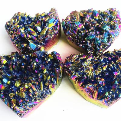 China China Wholesale Crystal Cluster Angel Aura Crystal Quartz Cluster Heart Healing For Decoration Gift for sale