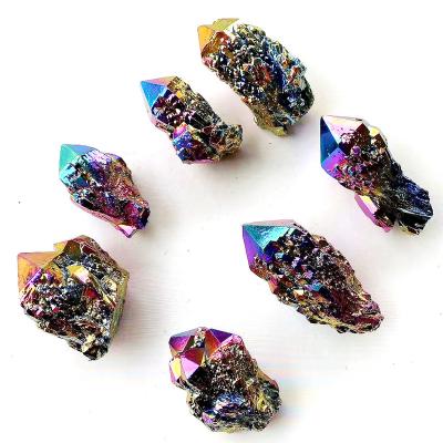 China Europe customization color natural crystal crafts electroplate angel aura quartz pineapple crystal cluster for sale