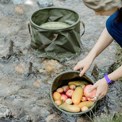 China Sustainable Portable PVC Folding Bucket Water Round Bucket Storage Bag Folding Bucket for sale